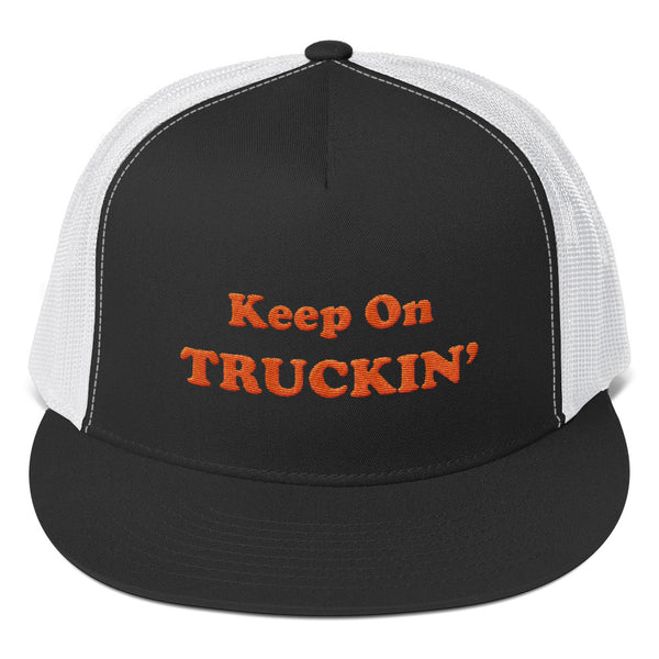 Keep On Truckin' - Orange | High Quality Embroidered Trucker Hat